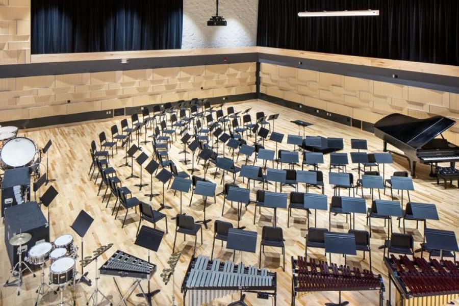 A rehearsal hall in the new Music Center.