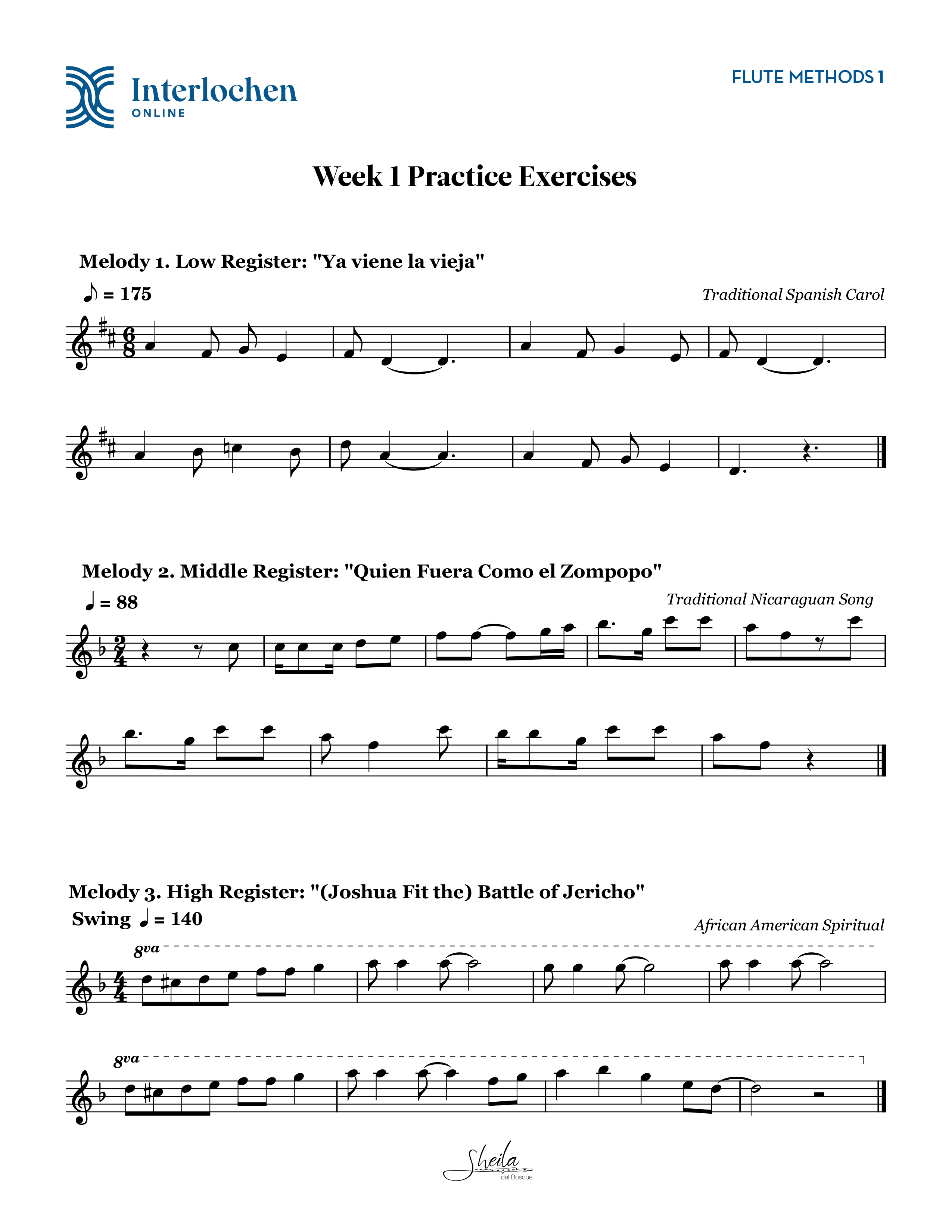 Flute practice melodies