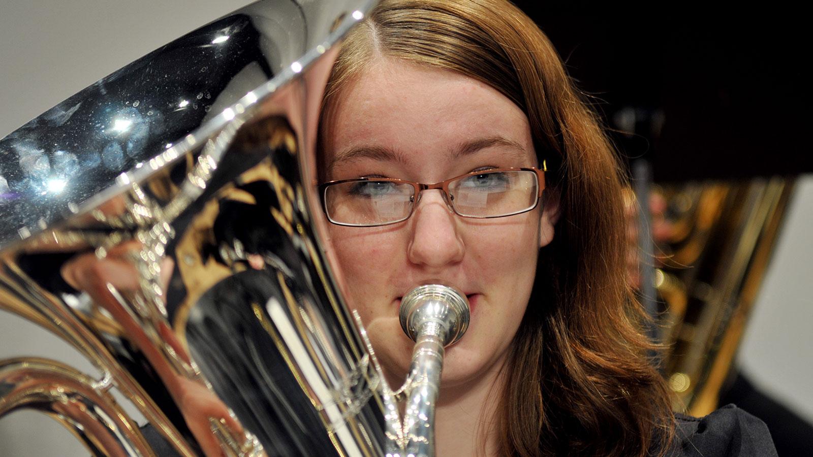 A girl playing euphonium