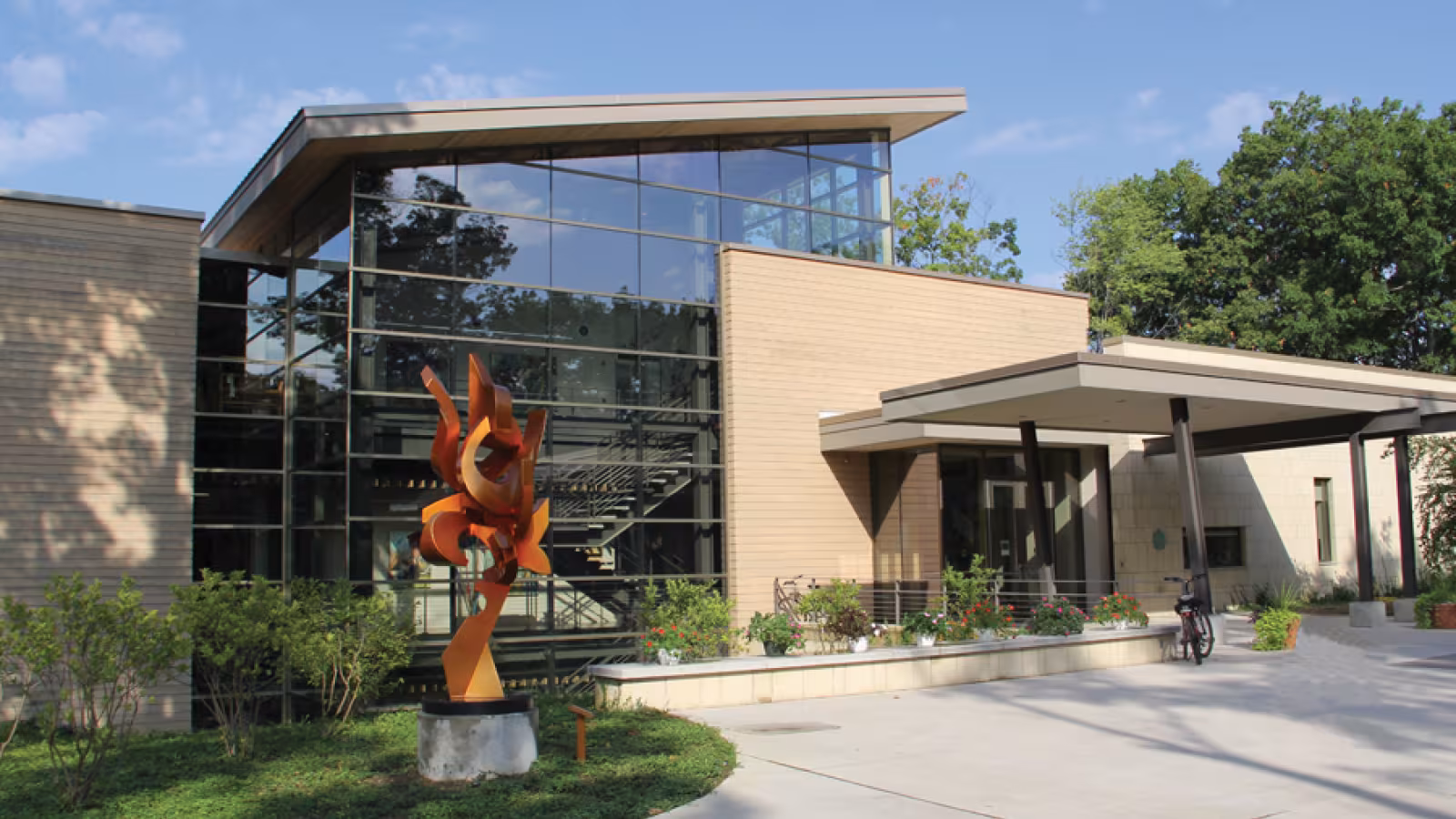 Dow Center for Visual Arts facility on a sunny day interlochen center for the arts