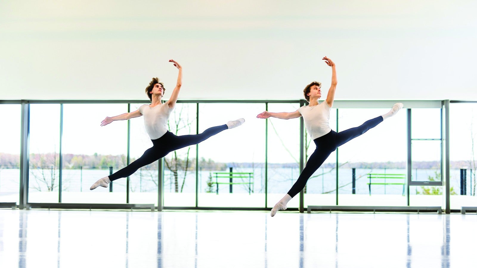 Male dancers jumping