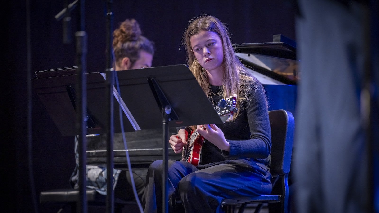 An Interlochen Arts Academy student plays jazz guitar