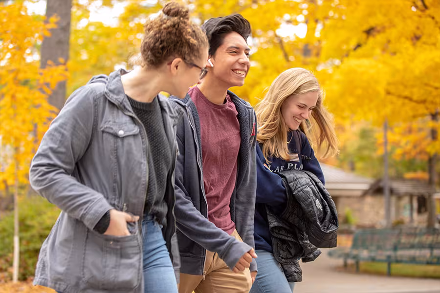 Interlochen Arts Academy students walking outside on arts boarding school campus