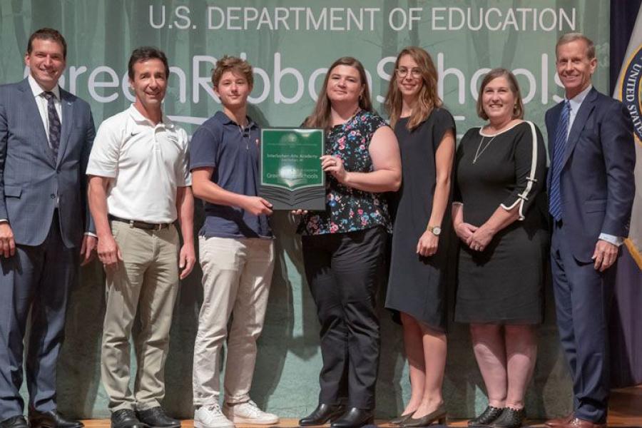 The Interlochen delegation, including Pat Kessel (second from left), Cookie Dutch (third from left), Emily Umbarger (fourth from right), Lauren Greene (third from right), and Cindy Hann (second from right) with representatives from the U.S. Department of Education.