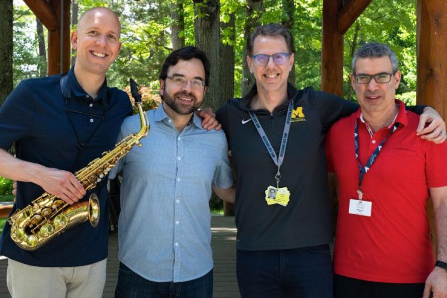 PRISM (L-R: Zachary Shemon, Taimur Sullivan, Timothy McAllister, and Matthew Levy) at the 2019 Interlochen Saxophone Institute.