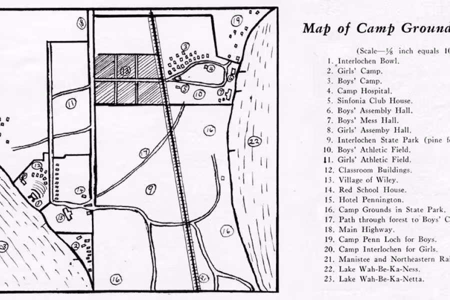 A hand-drawn map from 1928