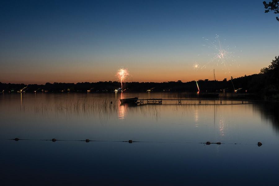 Fourth of July Fireworks over Green Lake Interlochen Arts Camp