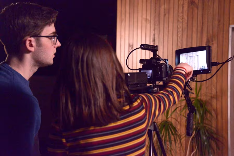 Academy students filming a scene for a short film