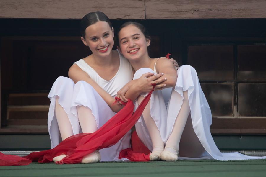 Two dancers pose for the camera during Les Preludes at interlochen arts camp