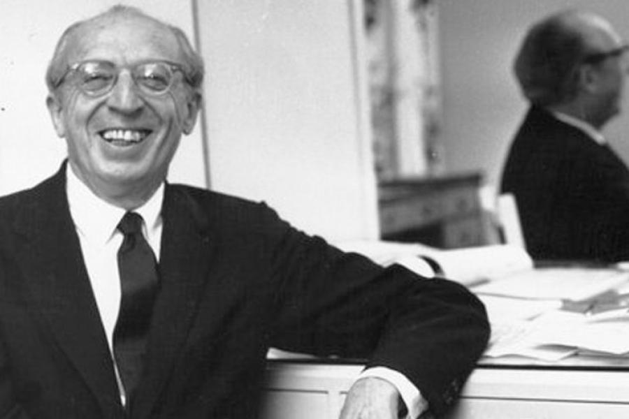 A candid photo of Aaron Copland taken at Interlochen Center for the Arts