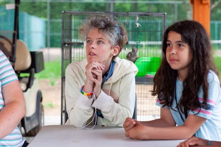 Students in an outdoor learning space