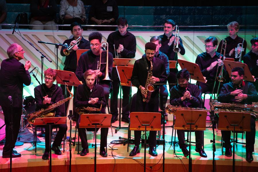 The Interlochen Arts Academy jazz ensemble performs at the New World Center