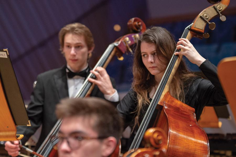Double bass students perform at Interlochen Arts Academy