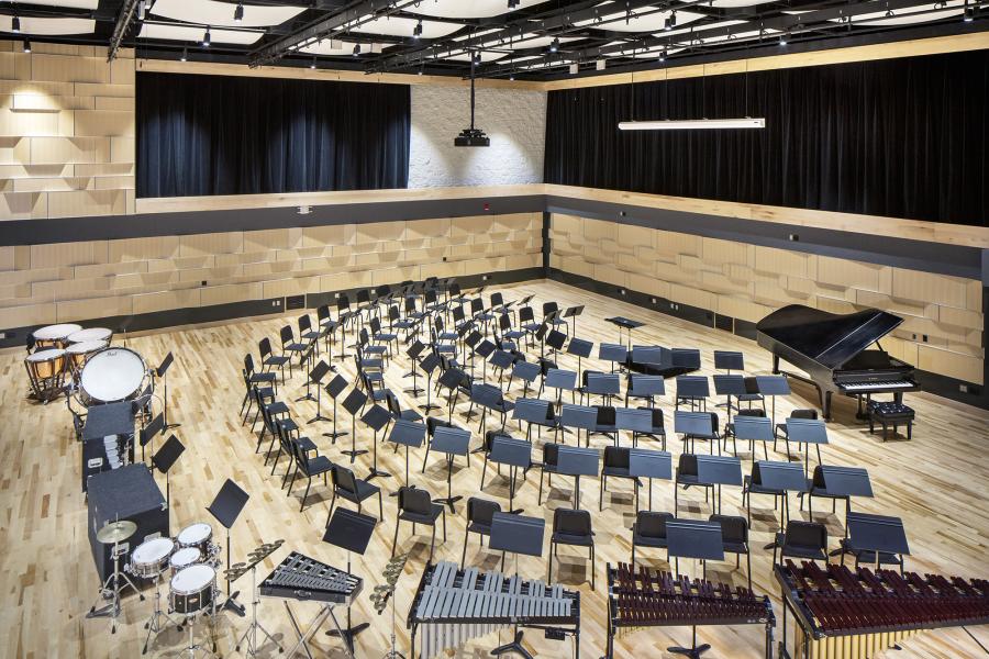 A picture of the inside of the Music Center Large Rehearsal Room
