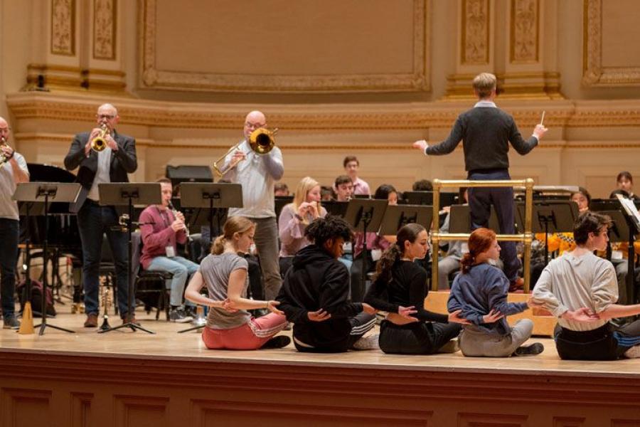 Students on stage at Carnegie Hall