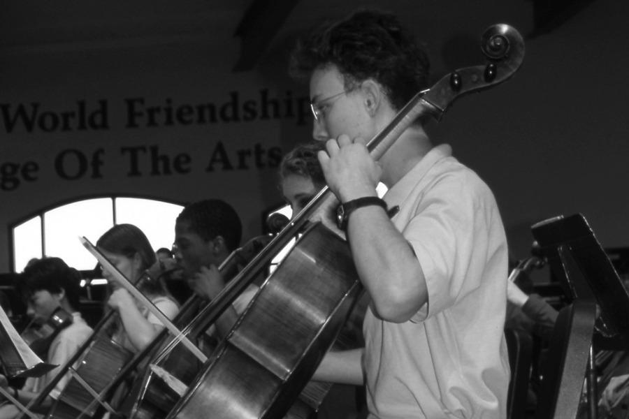 Jeremy Crosmer playing cello at Interlochen Arts Camp in 2003