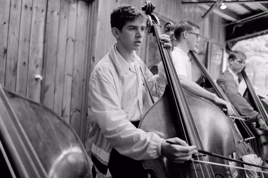 Stephen Molina playing bass at Interlochen Arts Camp in 1968