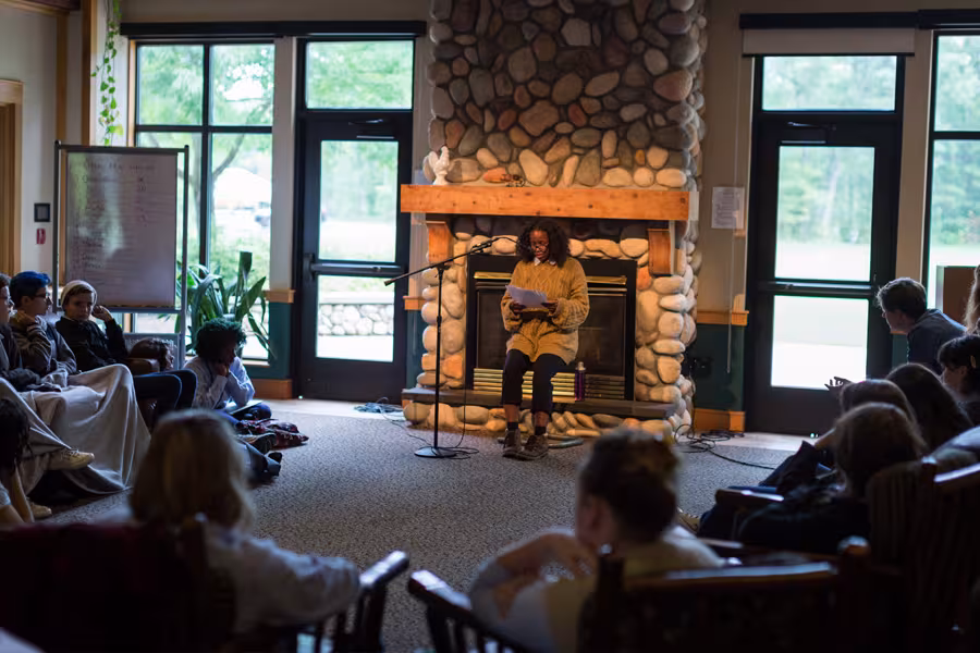 Interlochen Arts Academy Creative Writing students read their works inside The Writing House