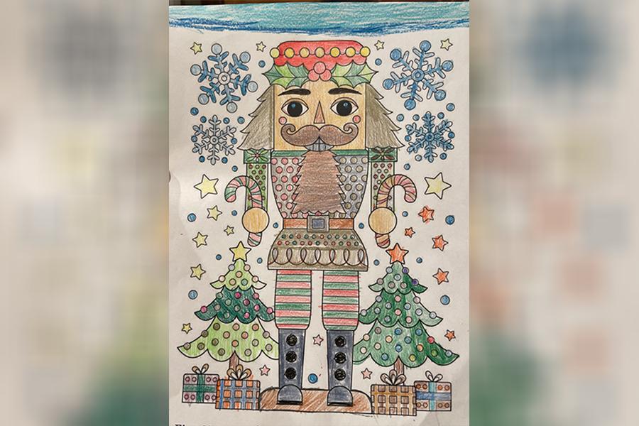 A Nutcracker drawing colored by Nellie, age 6