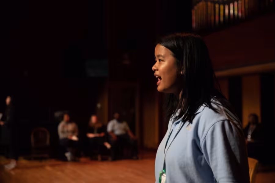 A classical voice student performing