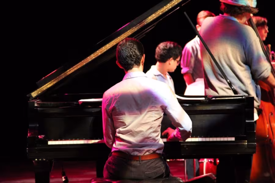 A jazz piano student performing