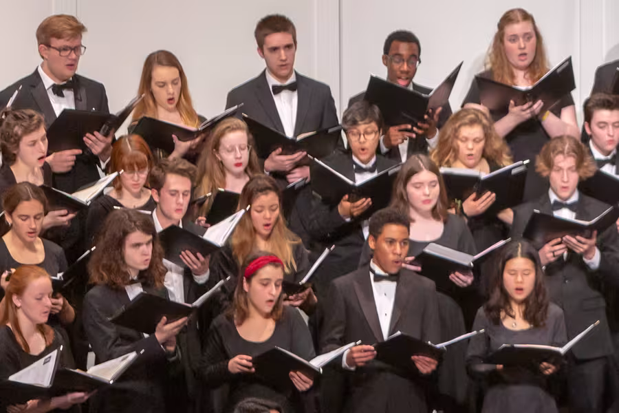 a formal performance with the academy choir