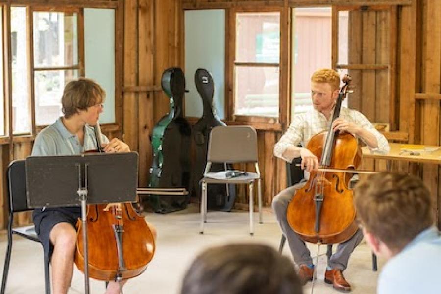 Ny Phil Cellist Practices with Interlochen Arts Camp Student