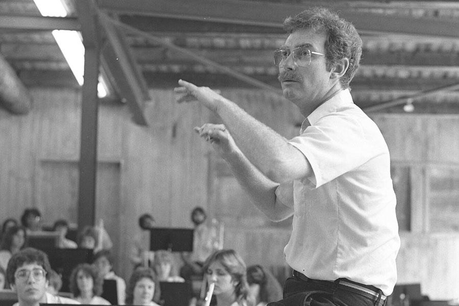 Ed Downing conducting in the Interlochen Bowl