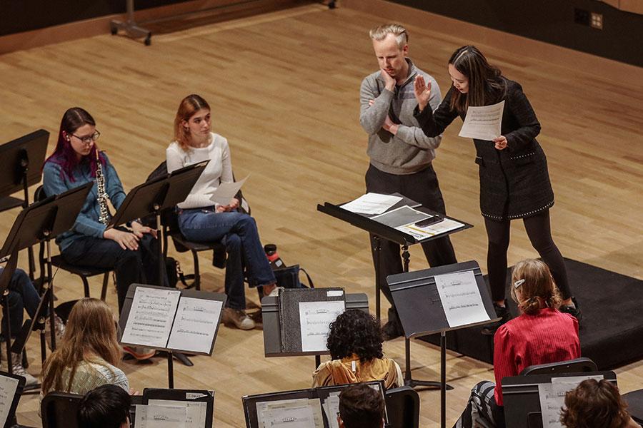 Shuying Li works with the Interlochen Arts Academy Wind Symphony