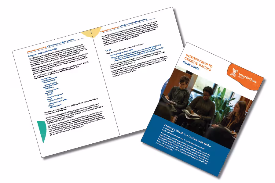 An image of the cover and first few pages of the Introduction to Creative Writing guide