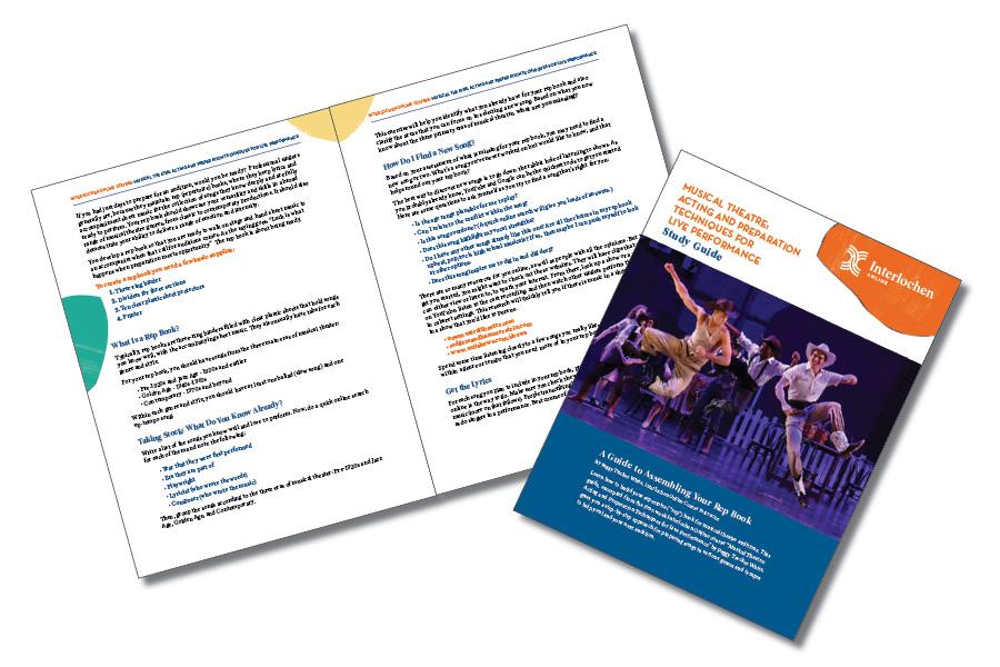 An image of the cover and first few pages of the Musical Theatre: Acting and Preparation Techniques for Live Performance guide