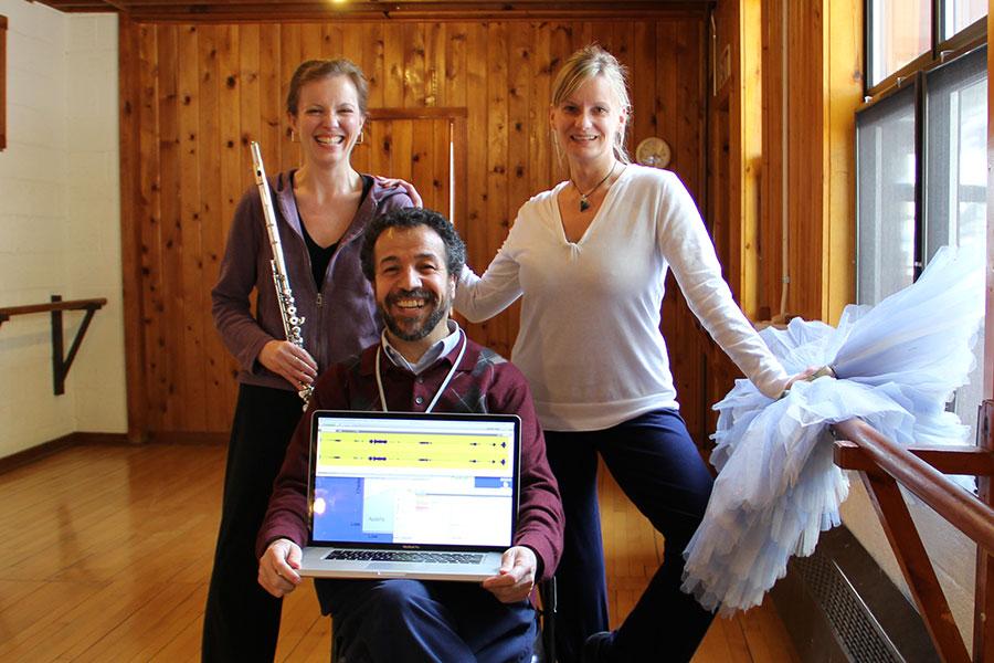 Nadji with Instructor of Flute Nancy Stagnitta and former Director of Interdisciplinary Arts Nicola Conraths-Lange.