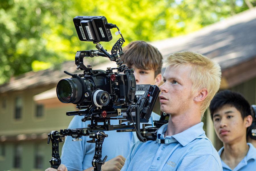 Interlochen Arts Camp Film & New Media students work on a project together