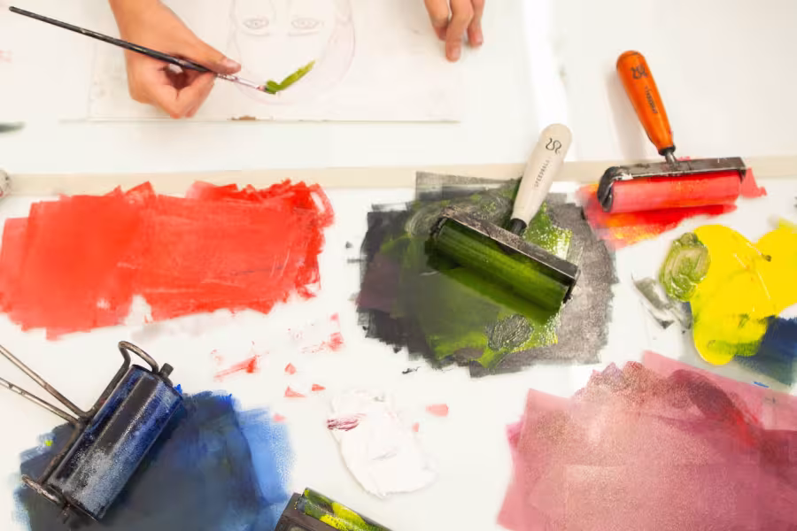 Paint splotches on a table