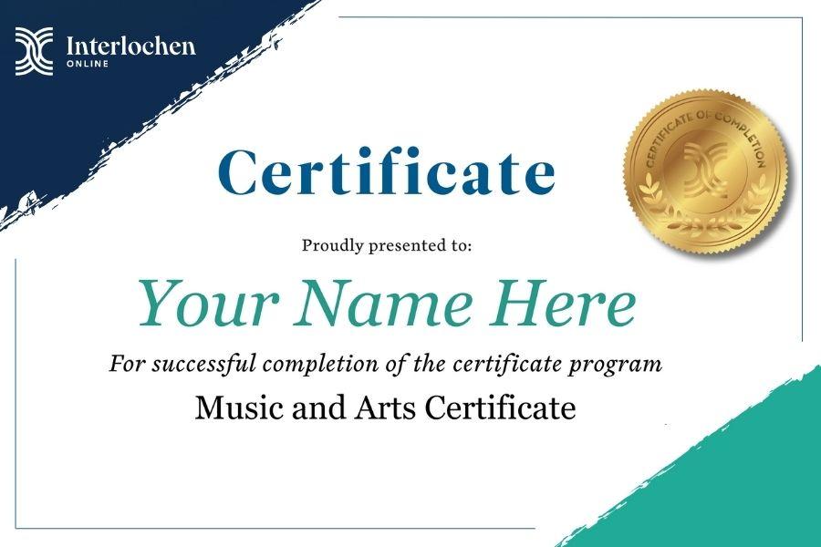 Example of an Interlochen Online certificate