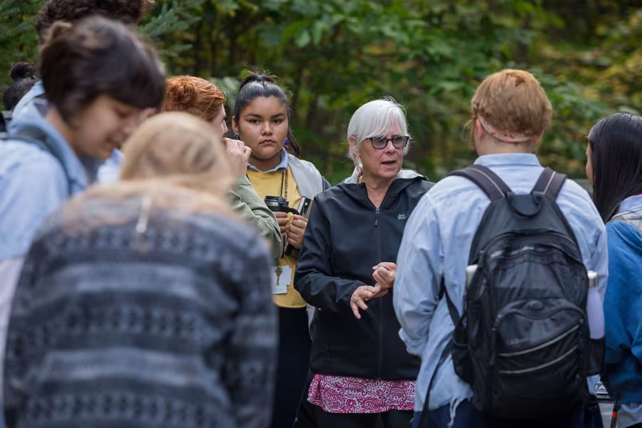 Mary Ellen Newport leads a class at Riley Woods during the 2017-18 school year.