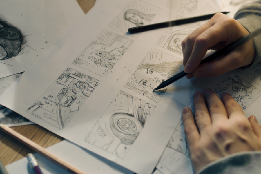 A woman draws comics