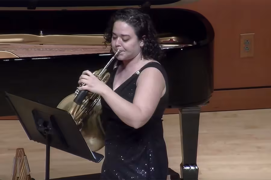 Lauren Hunt playing horn