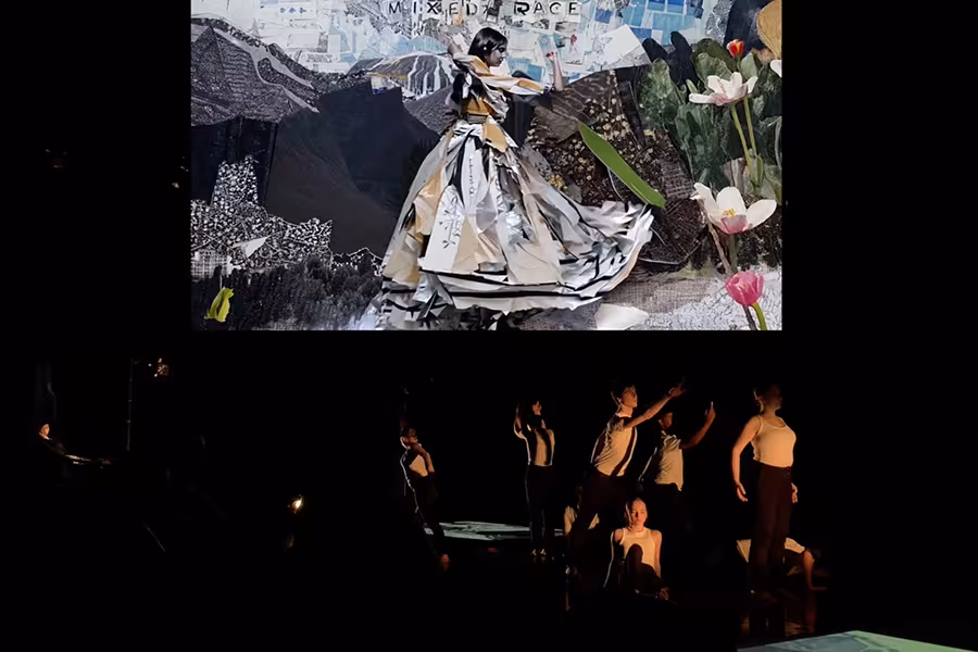 Students perform Figure Drawing alongside the AI-generated multimedia presentation. 