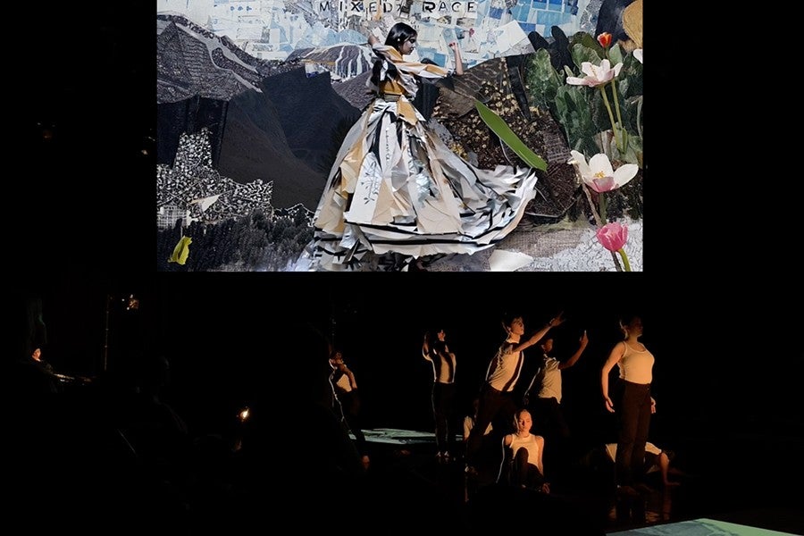 Students perform Figure Drawing alongside the AI-generated multimedia presentation. 