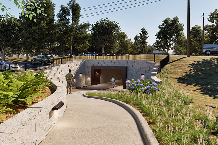An artist's rendering of the tunnel beneath J Maddy Parkway. 