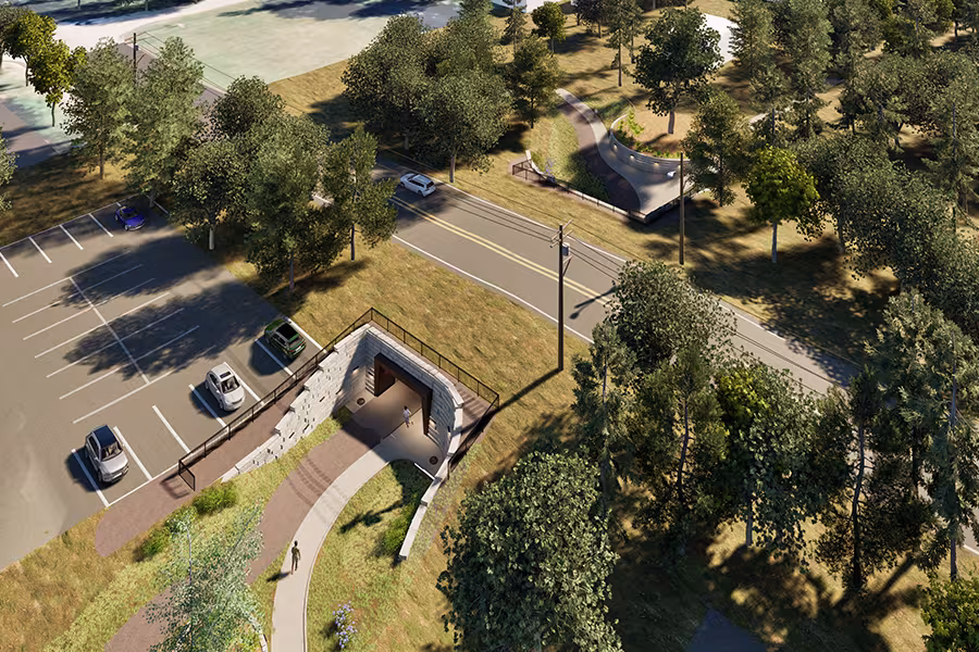 An artist's rendering of the tunnel beneath J Maddy Parkway. 
