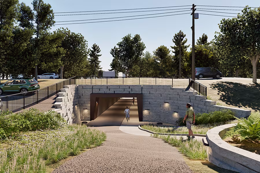 An artist's rendering of the tunnel beneath J Maddy Parkway. 