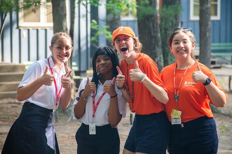 Two Interlochen Arts Camp students pose with their counselors.