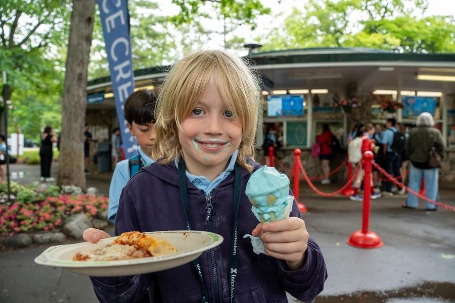 Interlochen Arts Camp student enjoys ice cream and pizza at the Melody Freeze