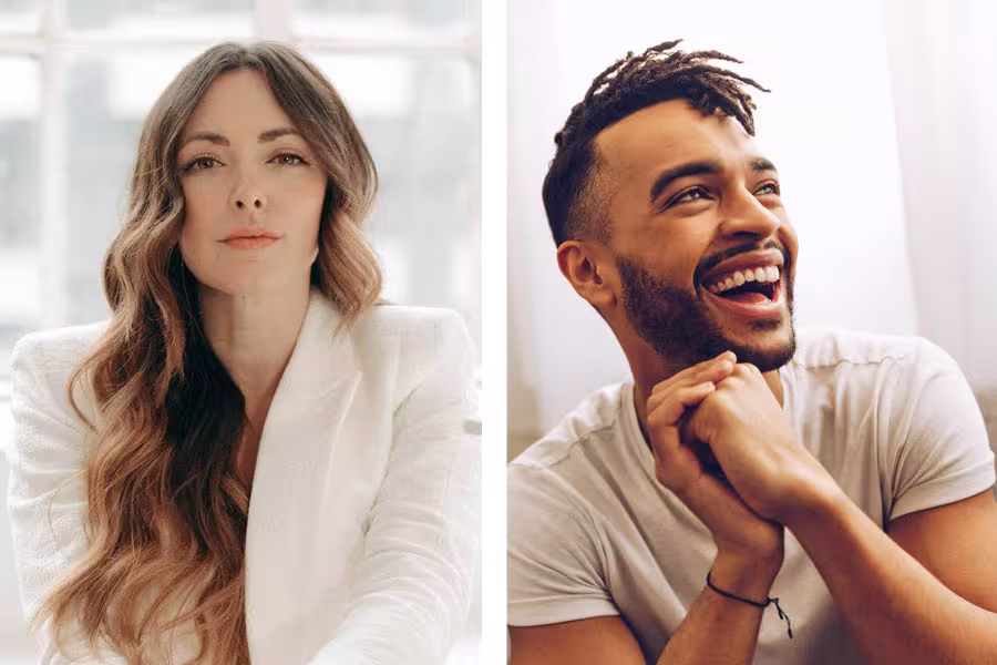 Professional headshots of Desi Oakley and Noah Ricketts