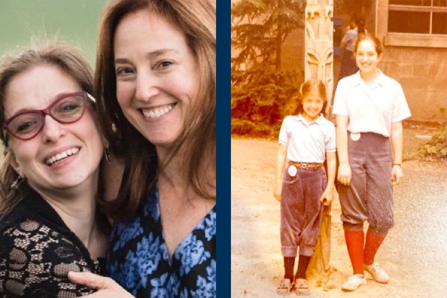 Side-by-side images of sisters Emy Zener and Michelle Chapin today and from National Music Camp in the 1980s. 