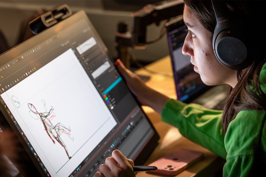 Academy 2024-25 Animation student working on screen