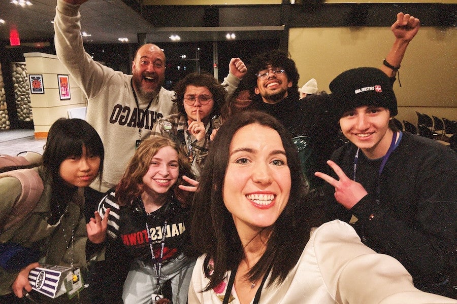 Animation students visit with guest artist