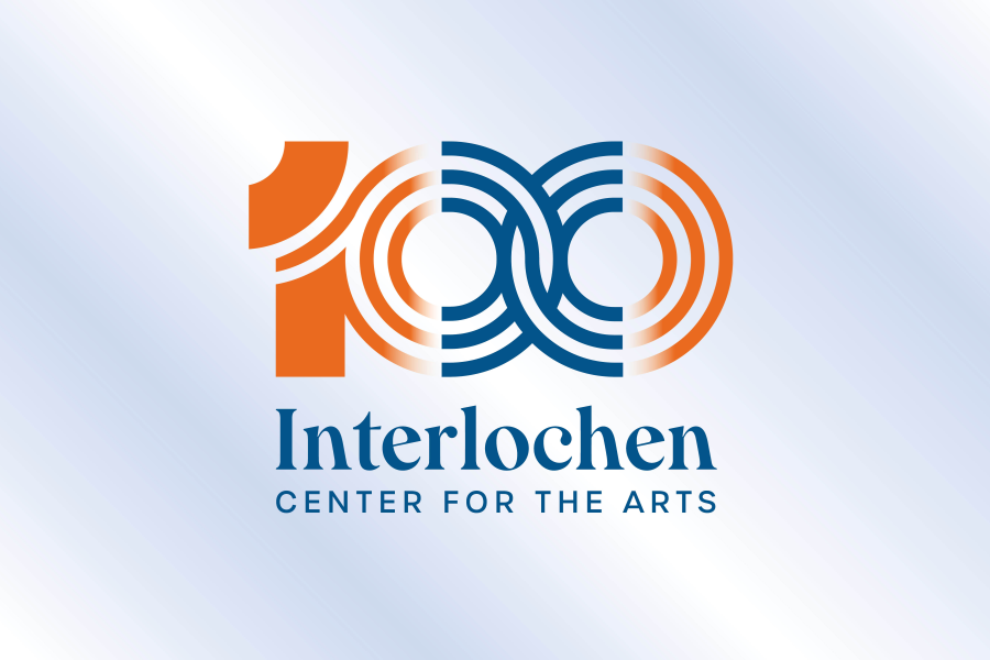 Stylized "100" logo with "Interlochen Center for the Arts" text, celebrating centennial.